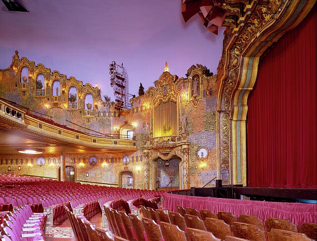 The ornate interior of a grand historic theater